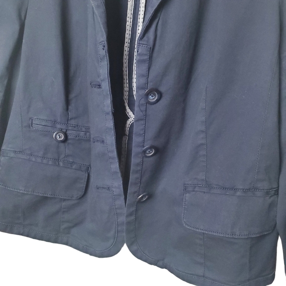 Anthropologie Daughters of the Liberation Size 10 Navy Blue Cotton Blazer Jacket - Picture 7 of 8